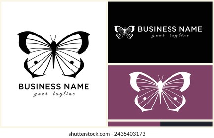 hand drawn butterfly logo template