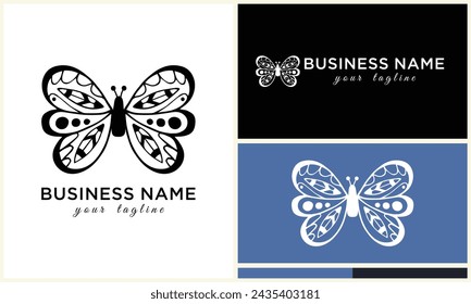 hand drawn butterfly logo template