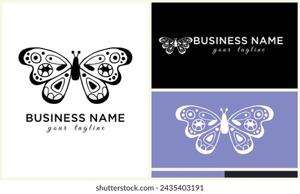plantilla dibujada a mano del logotipo de la mariposa