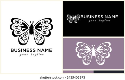 hand drawn butterfly logo template