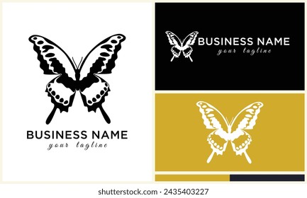 plantilla dibujada a mano del logotipo de la mariposa