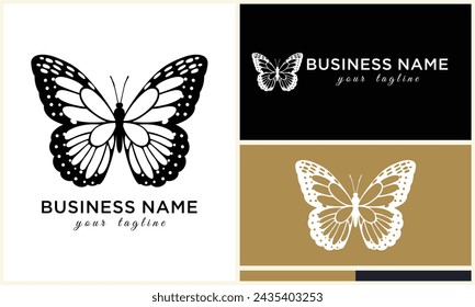 plantilla dibujada a mano del logotipo de la mariposa