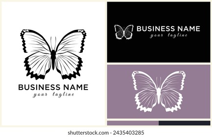 hand drawn butterfly logo template