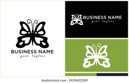 plantilla dibujada a mano del logotipo de la mariposa