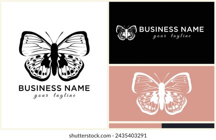 plantilla dibujada a mano del logotipo de la mariposa