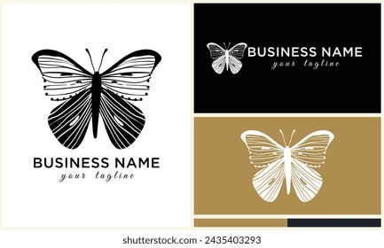 hand drawn butterfly logo template