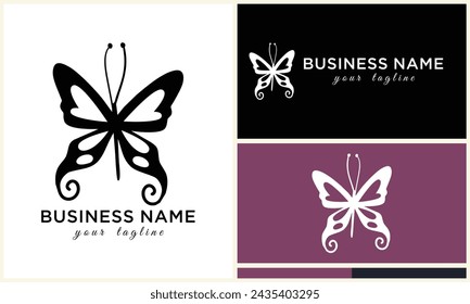 hand drawn butterfly logo template