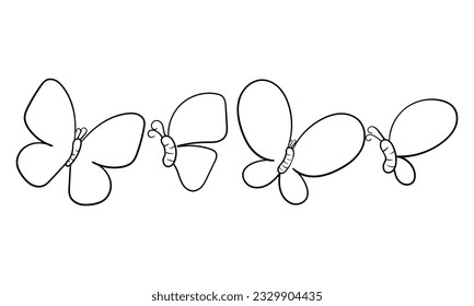 hand drawn butterfly on white background