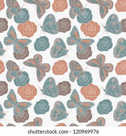 hand drawn butterfly seamless