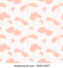 Hand drawn butterfly seamless background. Vector illustration. Wrapping. Surface decoration.