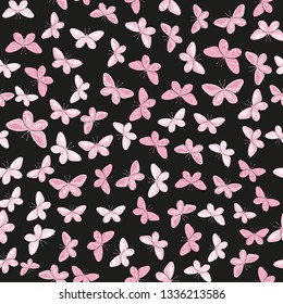 Hand drawn butterfly seamless pattern. Vector. Botanical floral decoration texture. Tropical wallpaper. Beautiful floral print. Vintage floral pattern. Kids background.