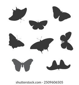 Hand drawn butterfly silhouette set