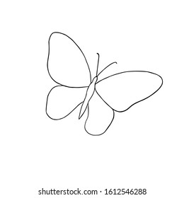 Hand Drawn Butterfly Simple Vector Outline Stock Vector (Royalty Free ...