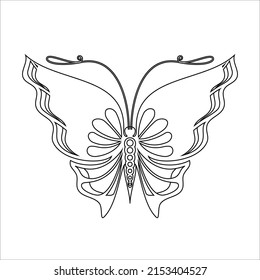 Estilo mariposa dibujado a mano inspirado en el diseño de camisetas o tatuajes. Libro de Colores para niños y adultos.
