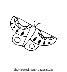 Hand drawn butterfly vector illustration. Doodle, summer, spring, nature, symbol.