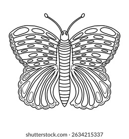 Hand drawn butterfly vector illustration. Nature insect, Simple butterfly line art for coloring