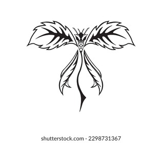 Hand drawn butterfly white black zentangle style for t-shirt design tattoo or coloring book for adults
