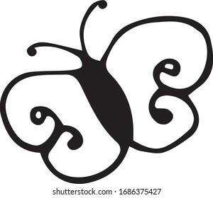 Hand drawn butterfly without background