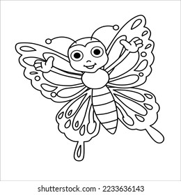 Hand drawn butterfly zentangle style inspired for t-shirt design or tattoo. Coloring book for kids and adults.