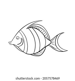 Hand drawn butterflyfish doodle hand drawn style. Vector illustration