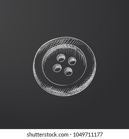 Hand Drawn Button Sketch Symbol isolated on chalkboard. Vector Sewing Element In Trendy Style.