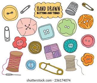 Hand Drawn Buttons Notions and Sewing Things