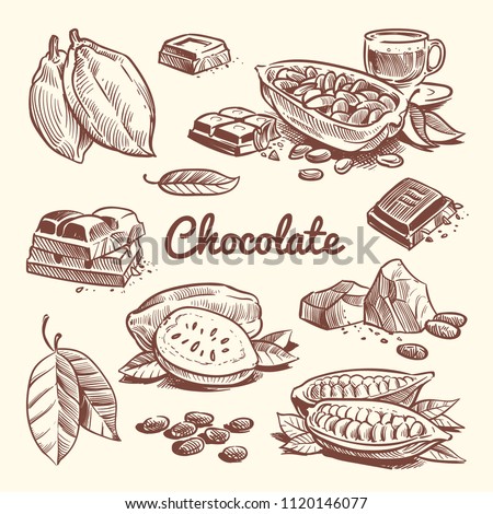 Image, Stock Photo Chocolate bar on cocoa powder pile. Chocolate and ingredients