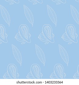 Hand drawn cacao line pattern. Natural vector background.