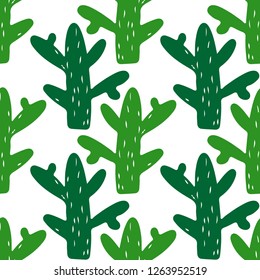 Hand drawn cacti seamless pattern
