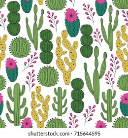 Hand drawn cactus background