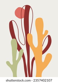 Hand drawn cactus. Cacti. Vector Illustration. Travel Vibe. West.