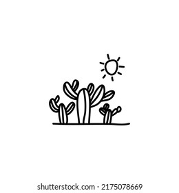 Hand drawn cactus desert icon, simple doodle icon