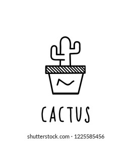 Hand Drawn Cactus Doodle Icon 