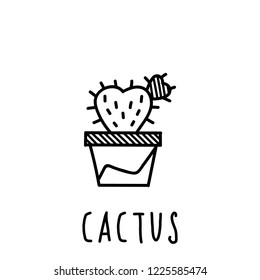 Hand Drawn Cactus Doodle Icon 