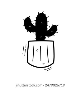 Hand Drawn Cactus. Doodle Vector. Isolated on White Background - EPS 10 Vector