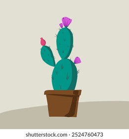 Cactus dibujado a mano, ilustración plana, perfecto para la decoración del hogar simple, minimalista, lindo y elegante