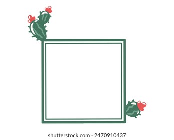 Hand Drawn Cactus Frame Line Art