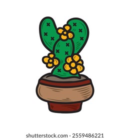 Hand Drawn Cactus Illustration Colored - 12