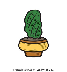 Hand Drawn Cactus Illustration Colored - 04