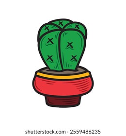 Hand Drawn Cactus Illustration Colored - 02