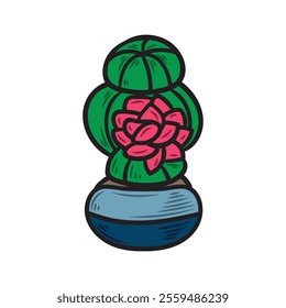 Hand Drawn Cactus Illustration Colored - 10