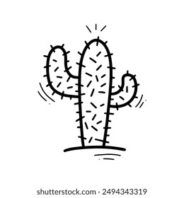 Hand Drawn Cactus Illustration. Doodle Vector. Isolated on White Background - EPS 10 Vector