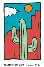 hand drawn cactus illustration vector.