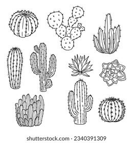 Free Vector, Hand painted cartoon cactus collection
