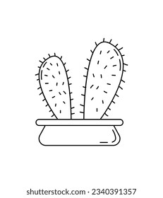 hand drawn cactus illustration. Vector Illustration. cacti with flowers. Set of cactuses. isolated on white background. cactus outline sketch. cactus drawing. cactus plants line art background.
