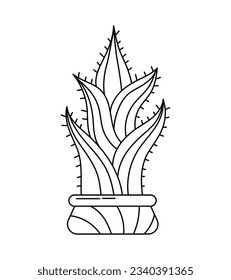 ilustración de cactus dibujada a mano. Ilustración vectorial. cactus con flores. Conjunto de cactús. aislado de fondo blanco. esbozo de contorno de cactus. dibujo de cactus. las plantas de cactus bordean el fondo del arte.