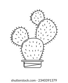 hand drawn cactus illustration. Vector Illustration. cacti with flowers. Set of cactuses. isolated on white background. cactus outline sketch. cactus drawing. cactus plants line art background.
