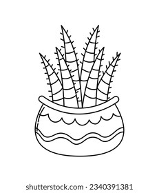 hand drawn cactus illustration. Vector Illustration. cacti with flowers. Set of cactuses. isolated on white background. cactus outline sketch. cactus drawing. cactus plants line art background.