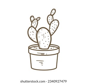 hand drawn cactus illustration. Vector Illustration. cacti with flowers. Set of cactuses. isolated on white background. cactus outline sketch. cactus drawing. cactus plants line art background.
