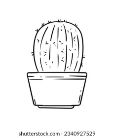 ilustración de cactus dibujada a mano. Ilustración vectorial. cactus con flores. Conjunto de cactús. aislado de fondo blanco. esbozo de contorno de cactus. dibujo de cactus. las plantas de cactus bordean el fondo del arte.